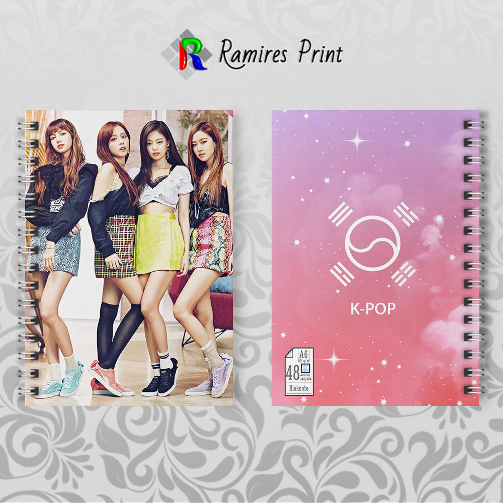 

Блокнот А6 пружина 48 л. клетка K-Pop Black Pink 011