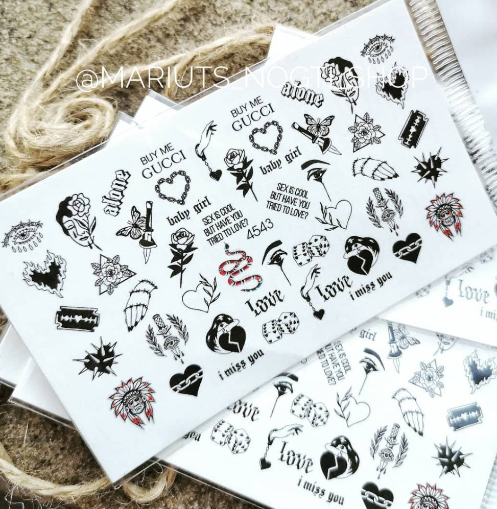 

Слайдер дизайн для ногтей Розы На водной основе Наклейки для дизайна ногтей, Белый