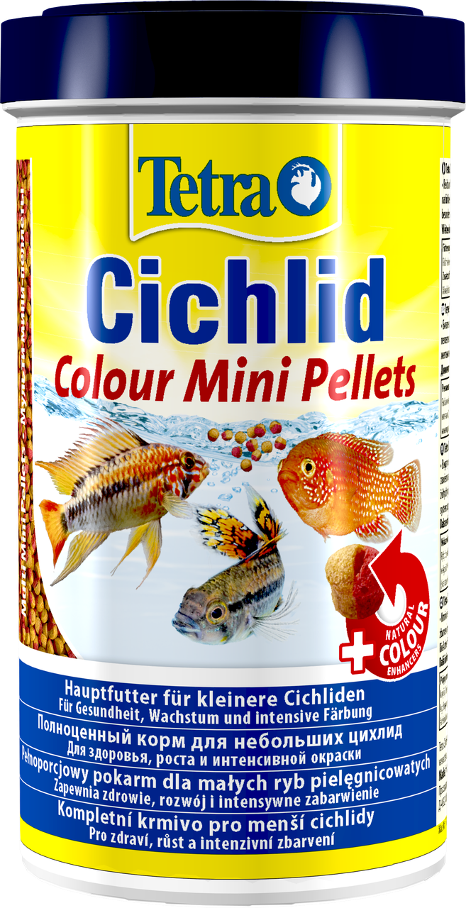

Корм для аквариумных рыб Tetra Cichlid Colour Mini Pellets в гранулах для цвета 500 мл
