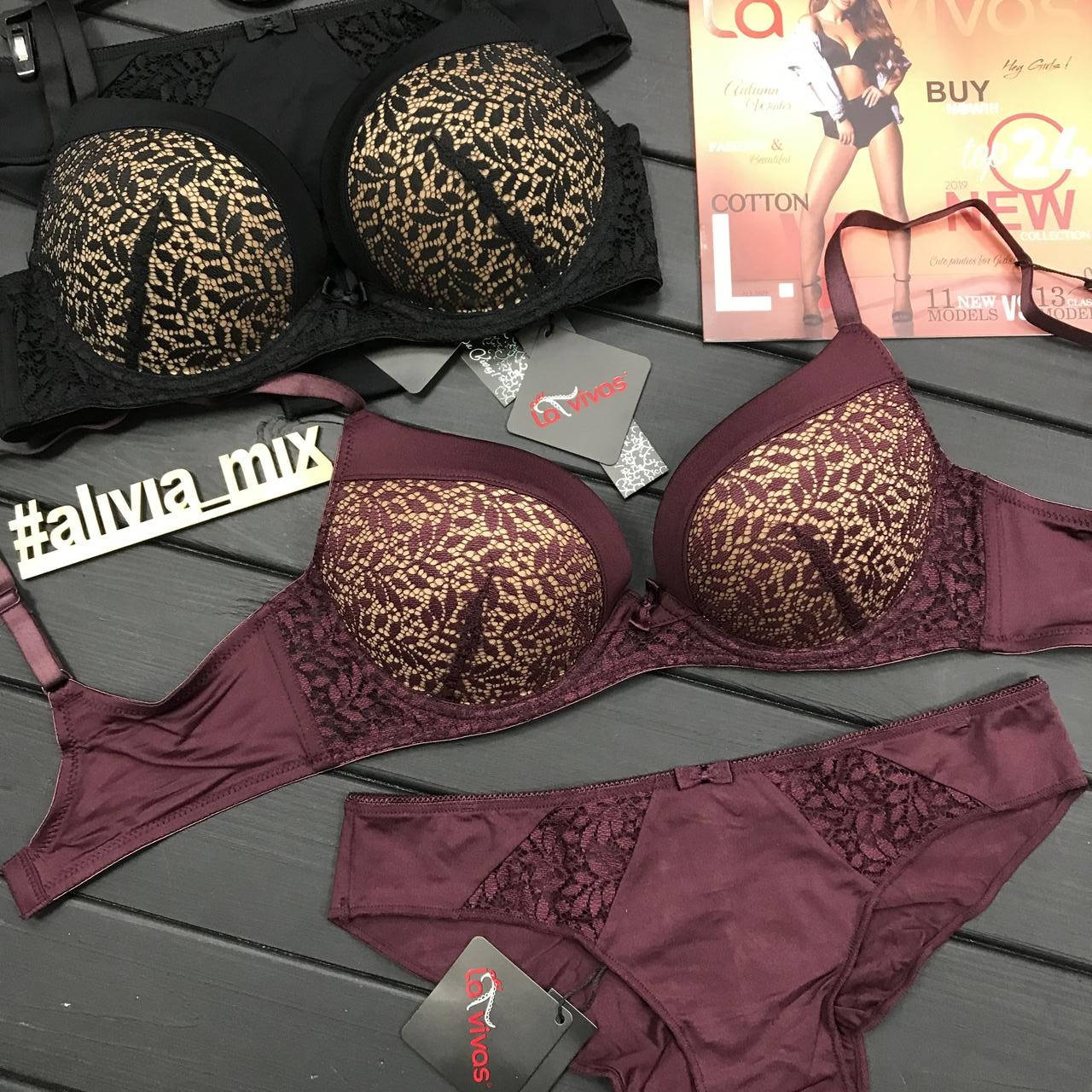 

Женский комплект от La vivas c push up Бордовый, 75В