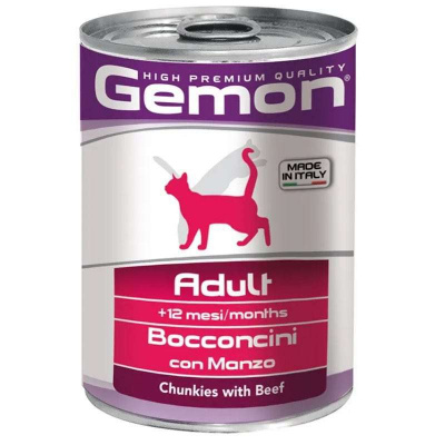 

Gemon (Джемон) Cat Adult Chunkies with Beef - Влажный корм с говядиной для взрослых котов (415 гр.)