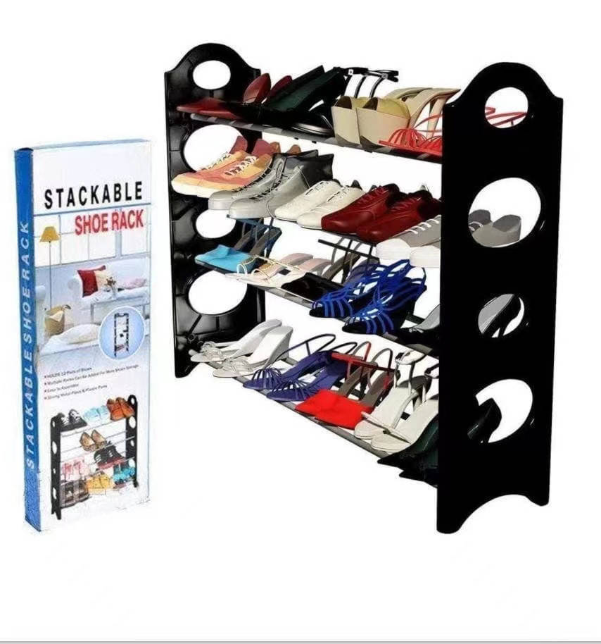 

Полка для обуви органайзер Amazing Stackable Shoe Rack, 4 полки на 12 пар, Белый