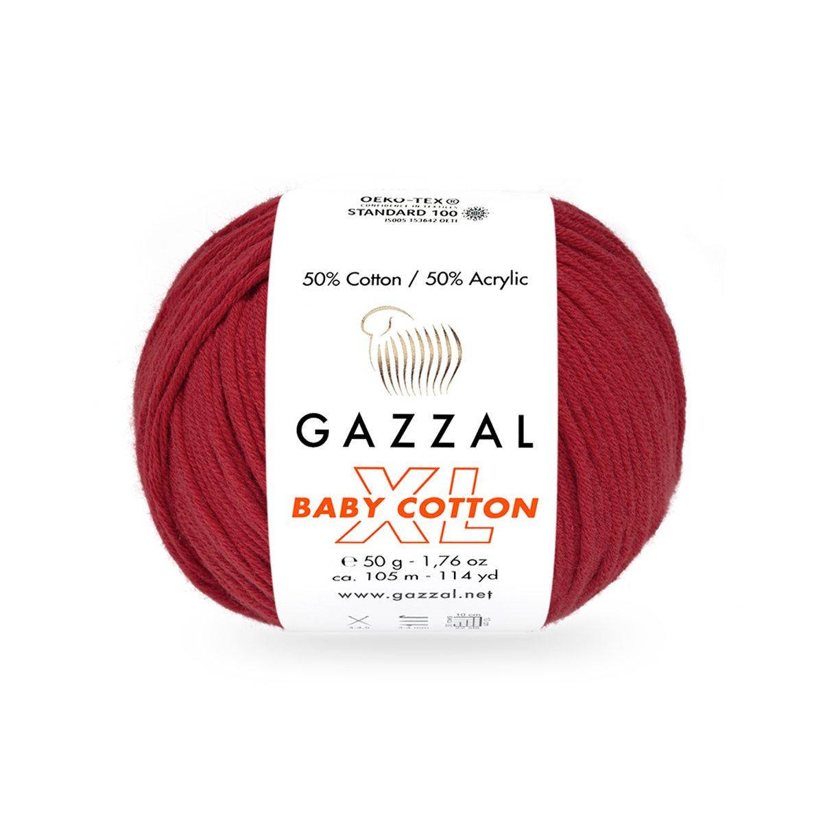 

Gazzal Baby Cotton XL (Газзал Беби Котон ХЛ) № 3439 красный (Пряжа с хлопком, нитки для вязания)
