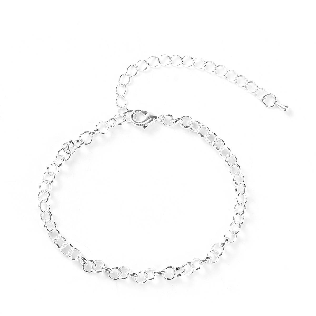 

Браслет основа с карабином, Цвет: серебро, 21 см