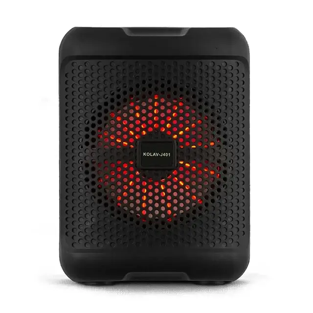 

KOLAV-J401 портативная колонка на аккумуляторе.RGB.С микрофоном. Динамик 4 дюйма . 100 ватт