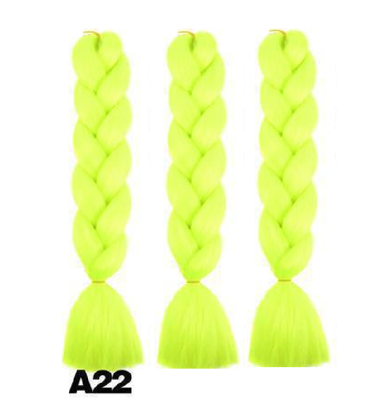 

Канекалоновая коса однотоная - желто-зеленый неон 60см в косе. Термостойкий. А22