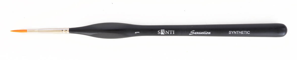 

Кисть худож. синтетика "Santi Sensation", короткая ручка с изгибом, круглая, №1.