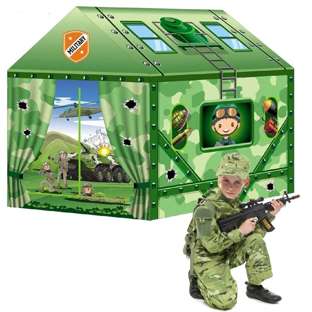 

Детская игровая палатка Happy kid Military в виде домика для мальчиков House для дома и улицы Камуфляж KIVI