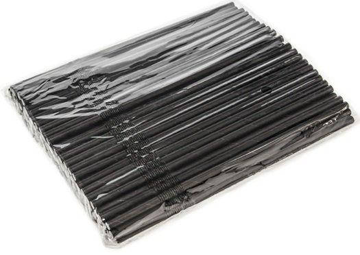 

Трубочка бумажная c гофрой Крафт 6 x 200 мм соломка для коктейля черная 100 шт, Черный