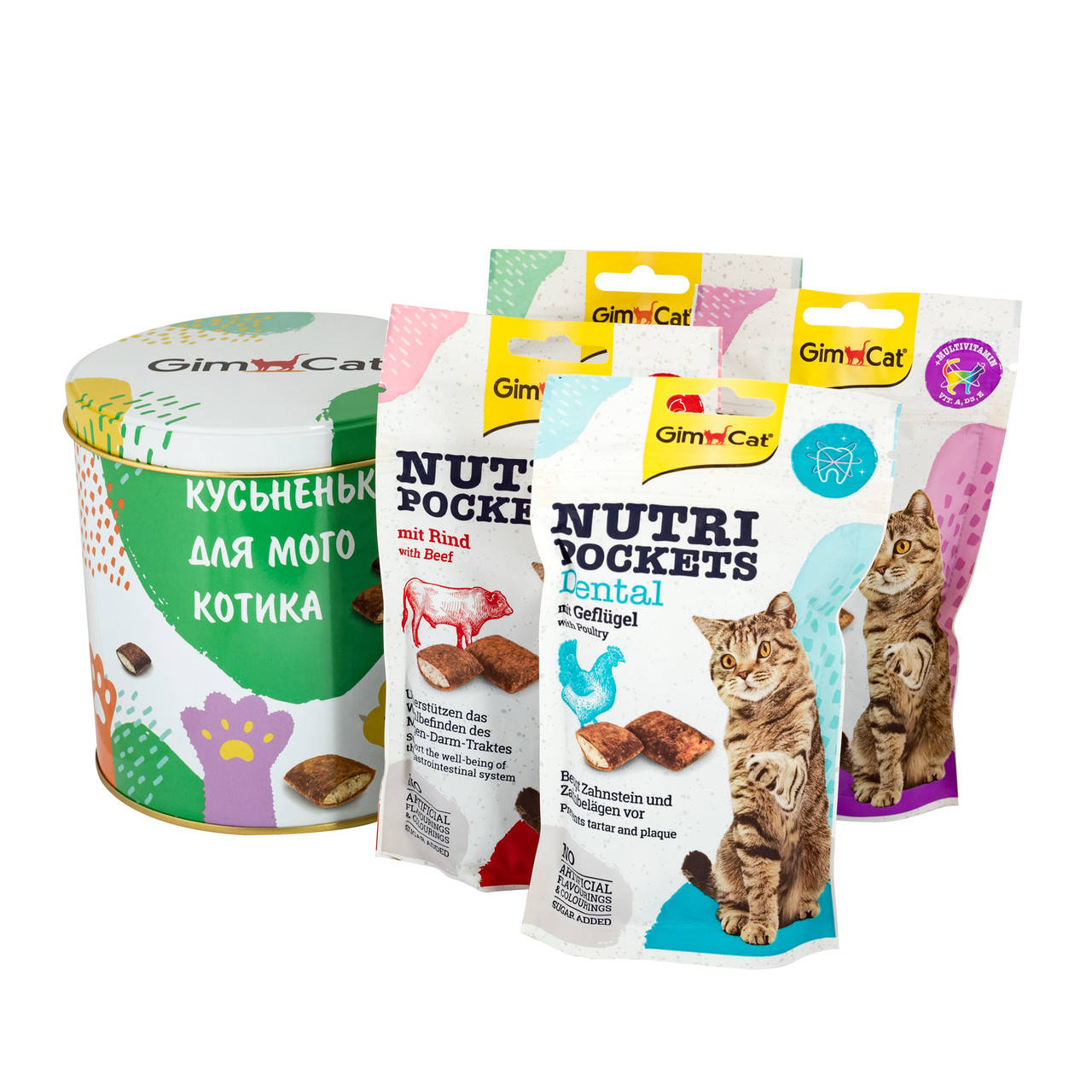 

GimCat Nutri Pockets - набор из 4 видов лакомств для кошек (в метал.банке)