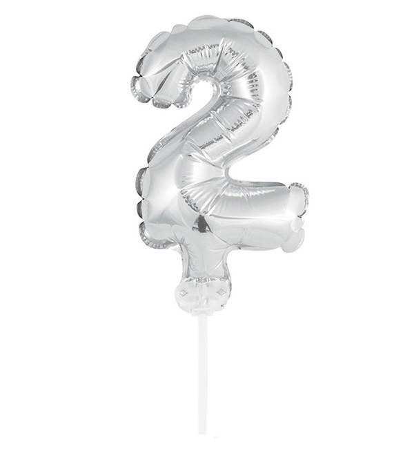 

Шарик Цифра в торт "2" () качественный материал, цвет - серебро, Серебристый