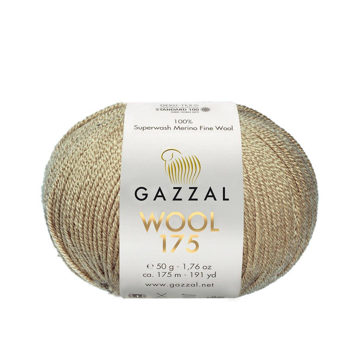 

Gazzal Wool 175 (Газзал Вул 175) № 308 темный беж (Пряжа мериносовая, нитки для вязания), Бежевый