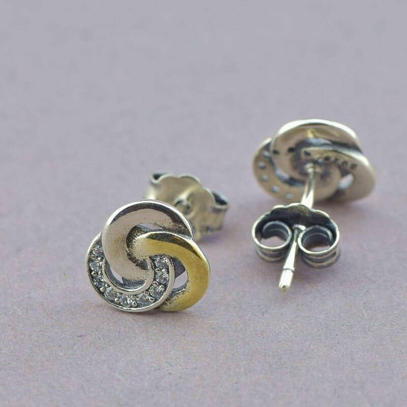 

Серебряные серьги пусеты Pandora style Фианит Серебро 925