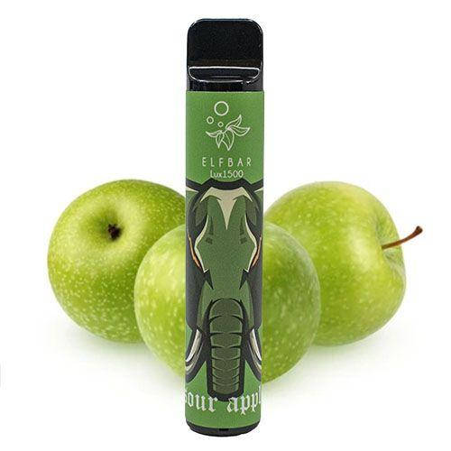 

Електронная сигаретаElf bar 1500 затяжек с вкусом Sour Apple Англ врсия 5%, Розовый