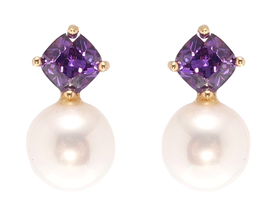 

Серьги Xuping Позолота 18K гвоздики (пусеты) "Сиреневый фианит с жемчугом"
