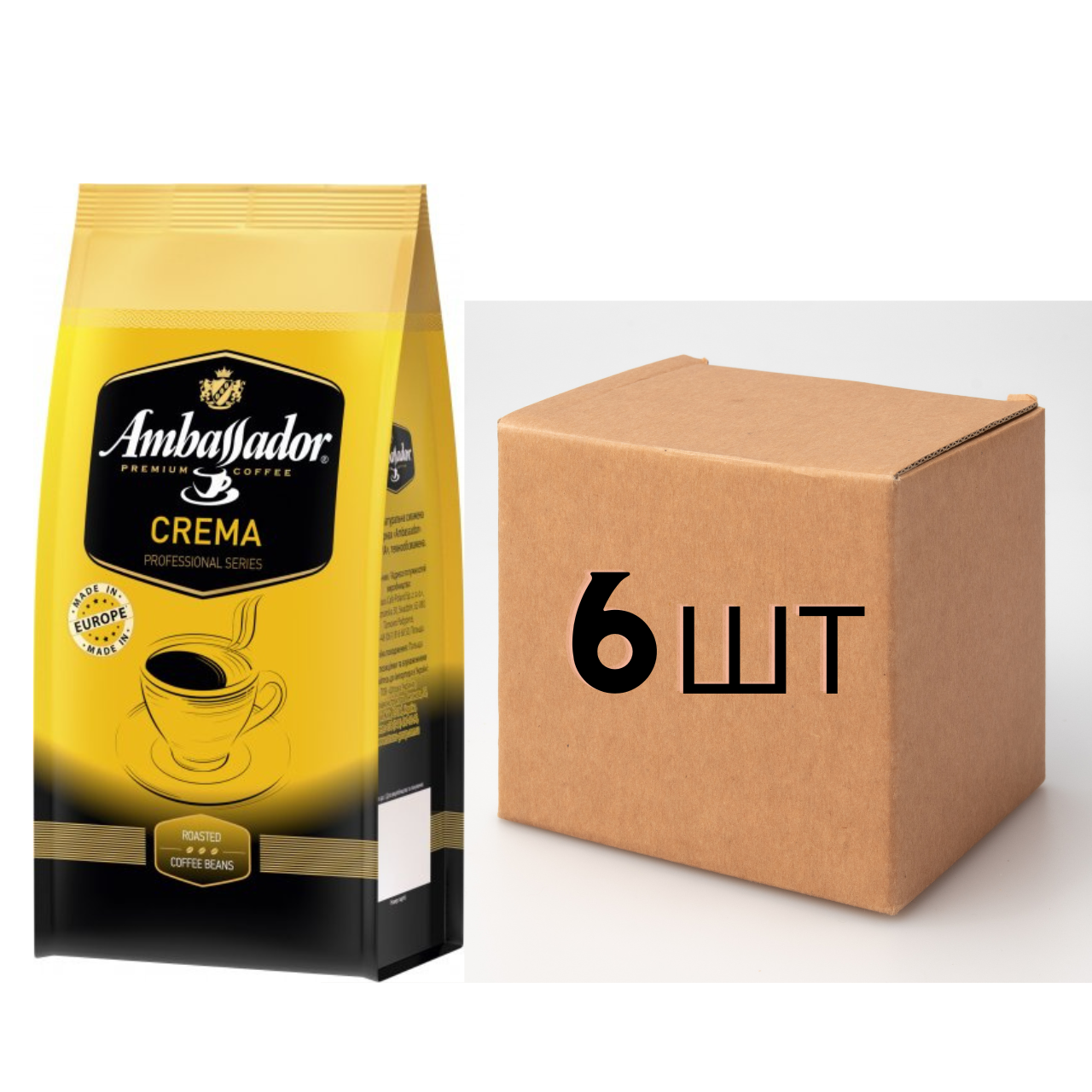 

Ящик кофе в зернах Ambassador Crema 1 кг (в ящике 6шт)