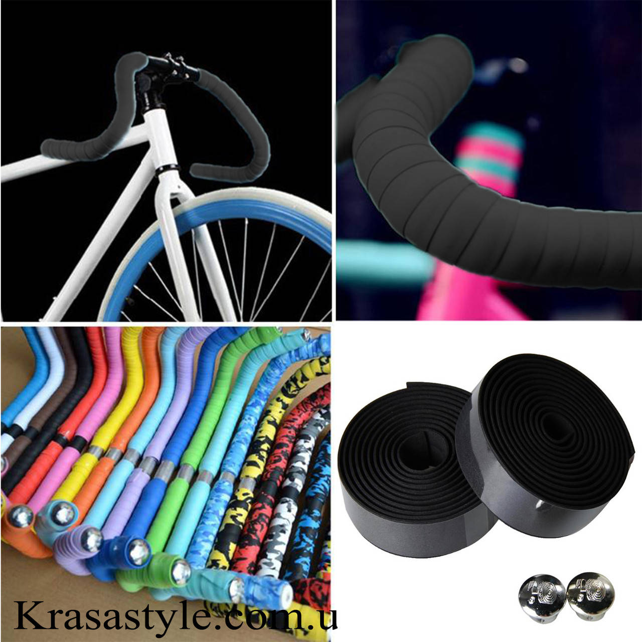 

Обмотка на руль велосипеда (черная) с заглушками