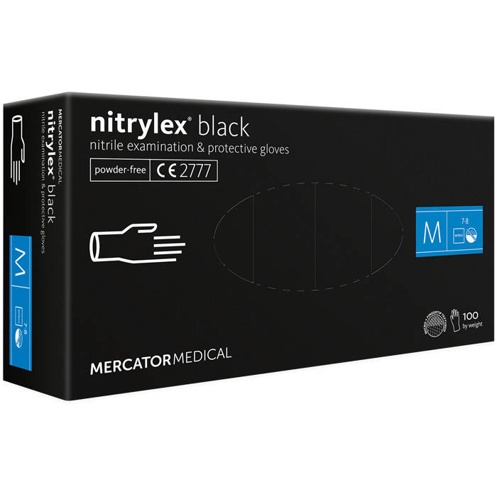 

Перчатки нитриловые Mercator Nitrylex BLACK неопудренные, размер , 100 шт, Черный