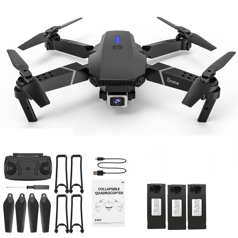 

Квадрокоптер E88 Pro с FPV 4K и HD камерами + кейс Черный Три аккумулятора