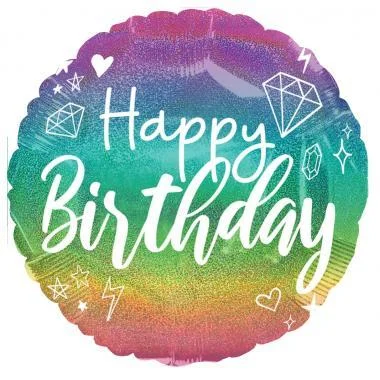 

Фольгированный шарик КНР 18" (45 см) Круг Happy Birthday бриллиант, Разные цвета