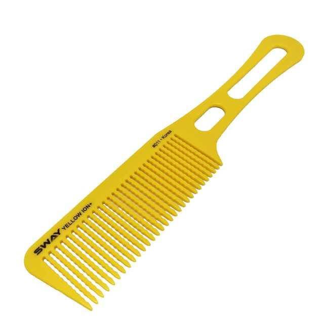 

Парикмахерская расческа для стрижки под машинку SWAY Yellow Ion+ 011, волнистые зубцы, Желтый