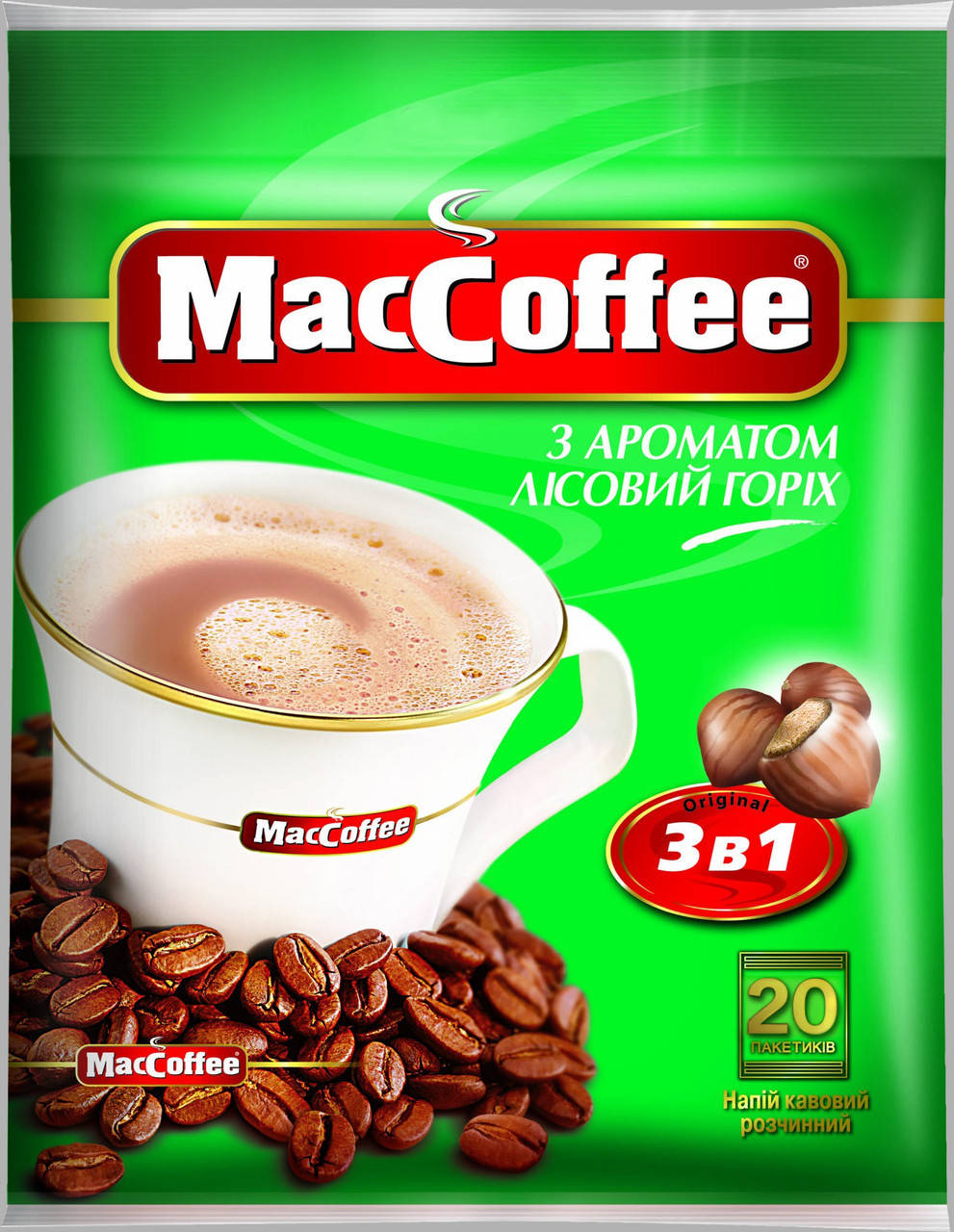 

Кофейный напиток MacCoffee 3 в 1 Лесной орех 20 пакетиков