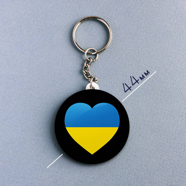 

"Украина сердце / Ukraine" брелок круглый Ø44 мм, Разные цвета