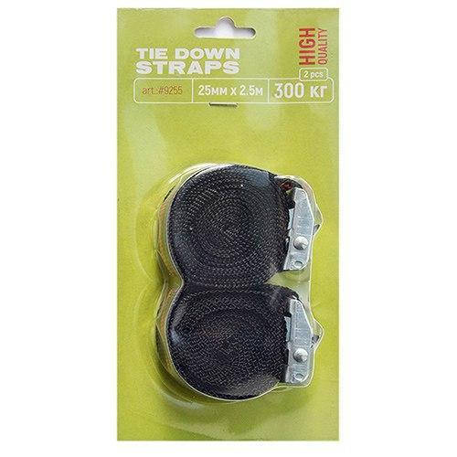 

Ремінь стяжний 9255 2 шт 25мм х 2.5м 300 кг