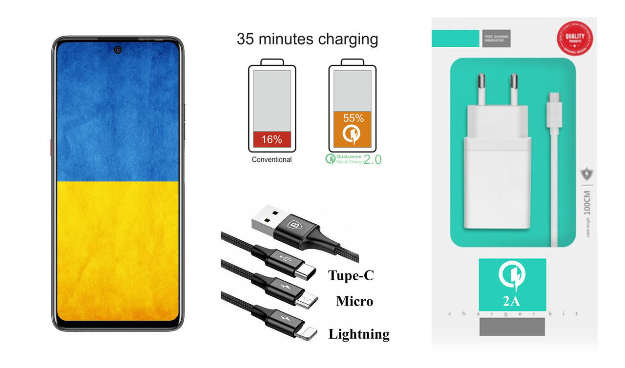 

Сетевое зарядное устройство Tecno Pova 2 (LE7n), Fast Charger 2.1A, Белый
