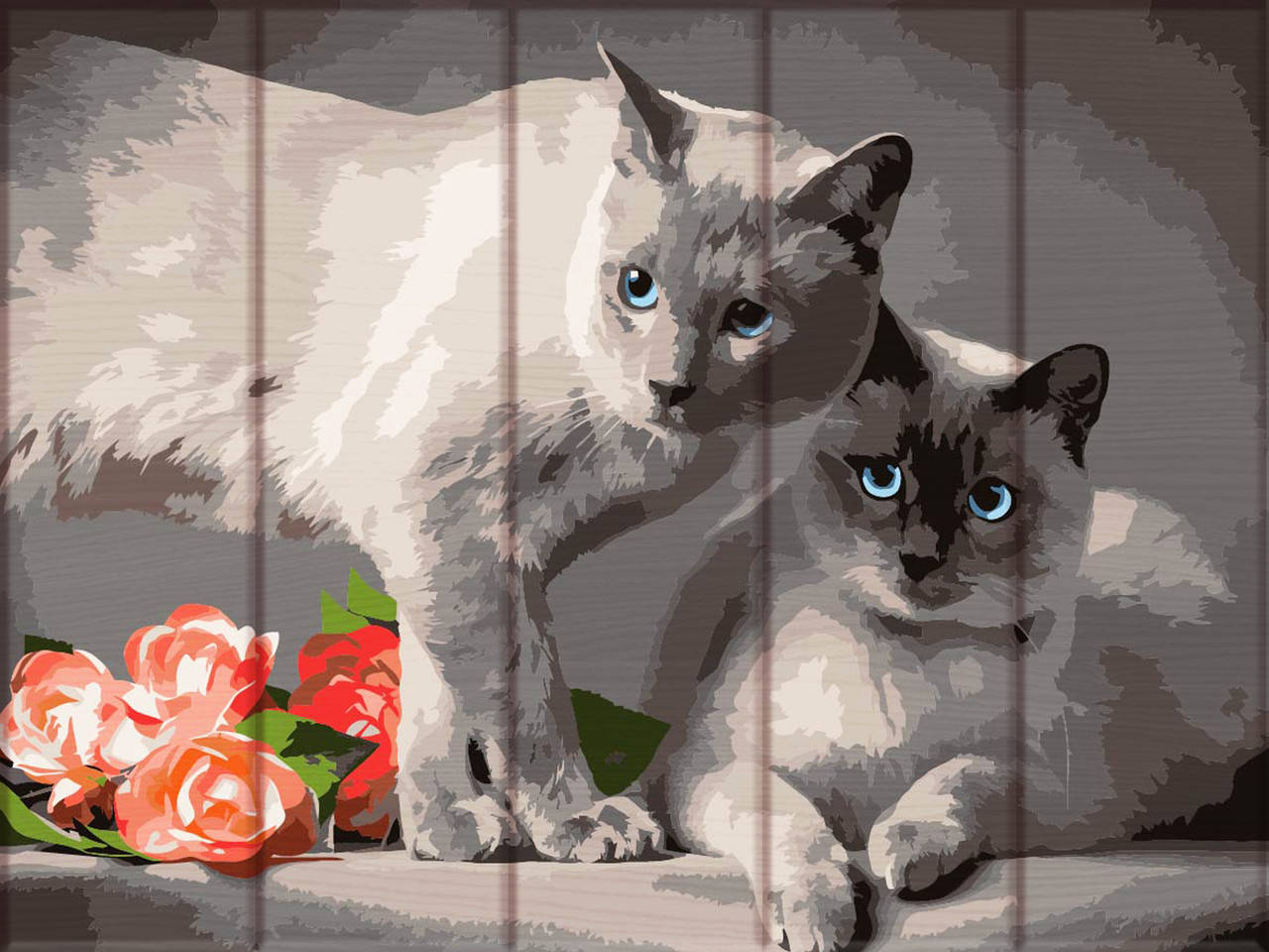

Картина по номерам на дереве ArtStory Сиамские коты 30*40 см