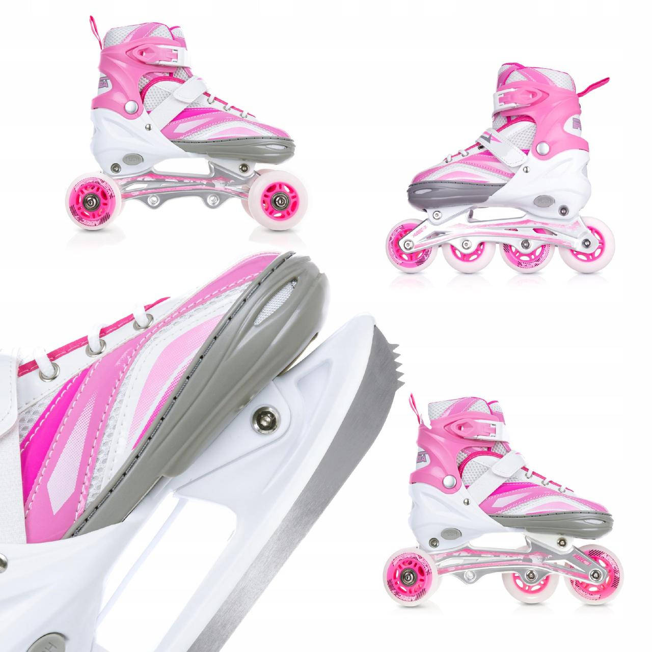 

Роликовые коньки SportVida 4 в 1 SV-LG0011 Size 35-38 White/Pink - UkMarket