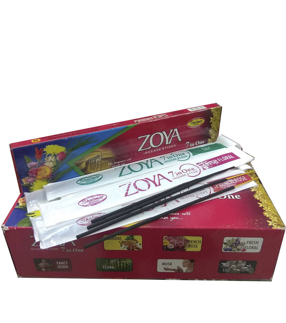 

Аромапалочки-благовония удлиненный Shalimar Zoya 7 ароматов в 1 упаковке