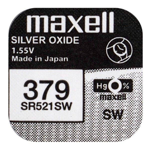

Батарейка серебрянно-цинковая Maxell 379 SR521SW (G0, AG0, LR63), 1.55V, блистер