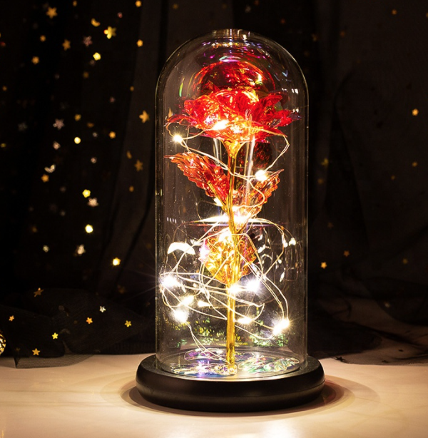 

Роза в стеклянной колбе с LED подсветкой Rose of Love Красная на День влюбленных и 8 Марта, Красный