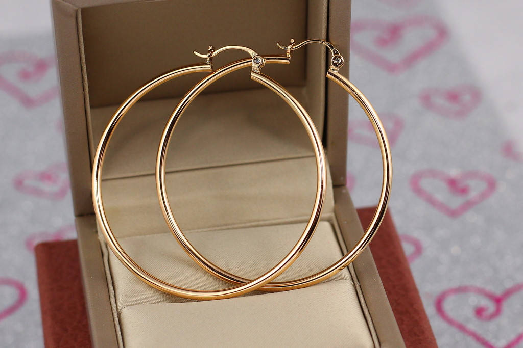 

Серьги кольца Xuping Jewelry 5 см застежка булавка золотистые