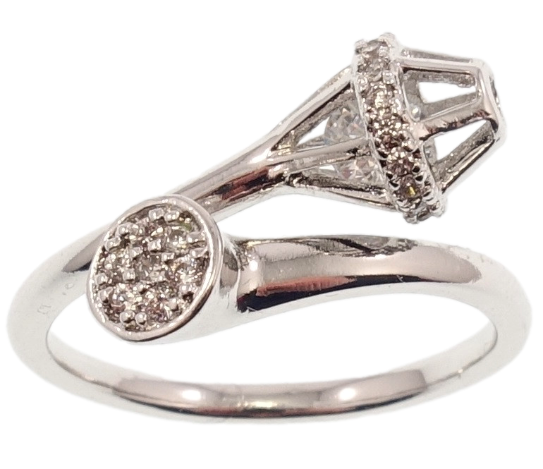 

Кольцо Xuping Родий "Абстракция с цирконием" р.16-17,18-19