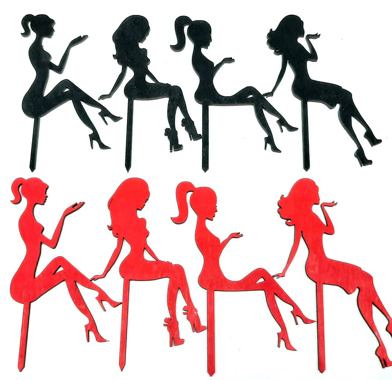 

ТОППЕР ДЕВУШКИ 1шт на Торт 4 Вида Топперы для Торта Топер дерев'яний Девочки из дерева в букеты