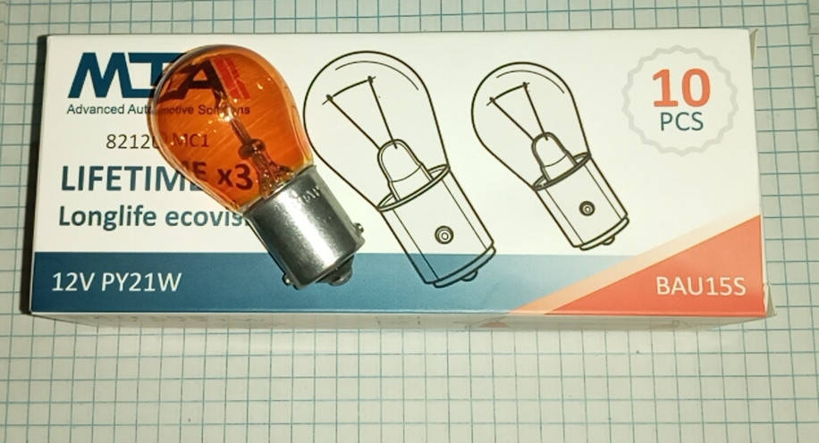 

Лампа автомобильная 12V MTA PY21W