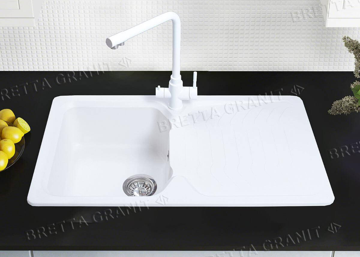 

Гранитная мойка Bretta TEKA WHITE белая 8650, Белый