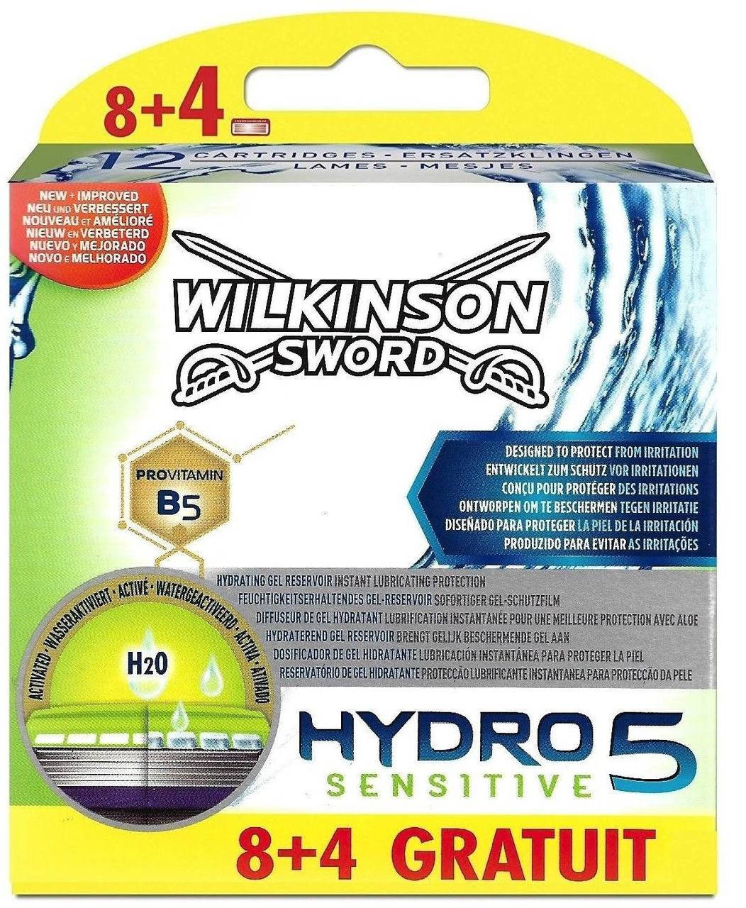 

Сменные кассеты для бритья Wilkinson Sword Hydro 5 Sensitive 8+4 шт (1045)