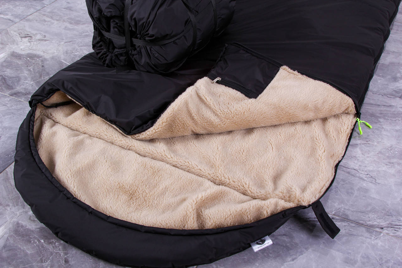 

Тактический спальный мешок на экомеху (до -25) спальник туристический для похода, для холодной погоды!, Хаки