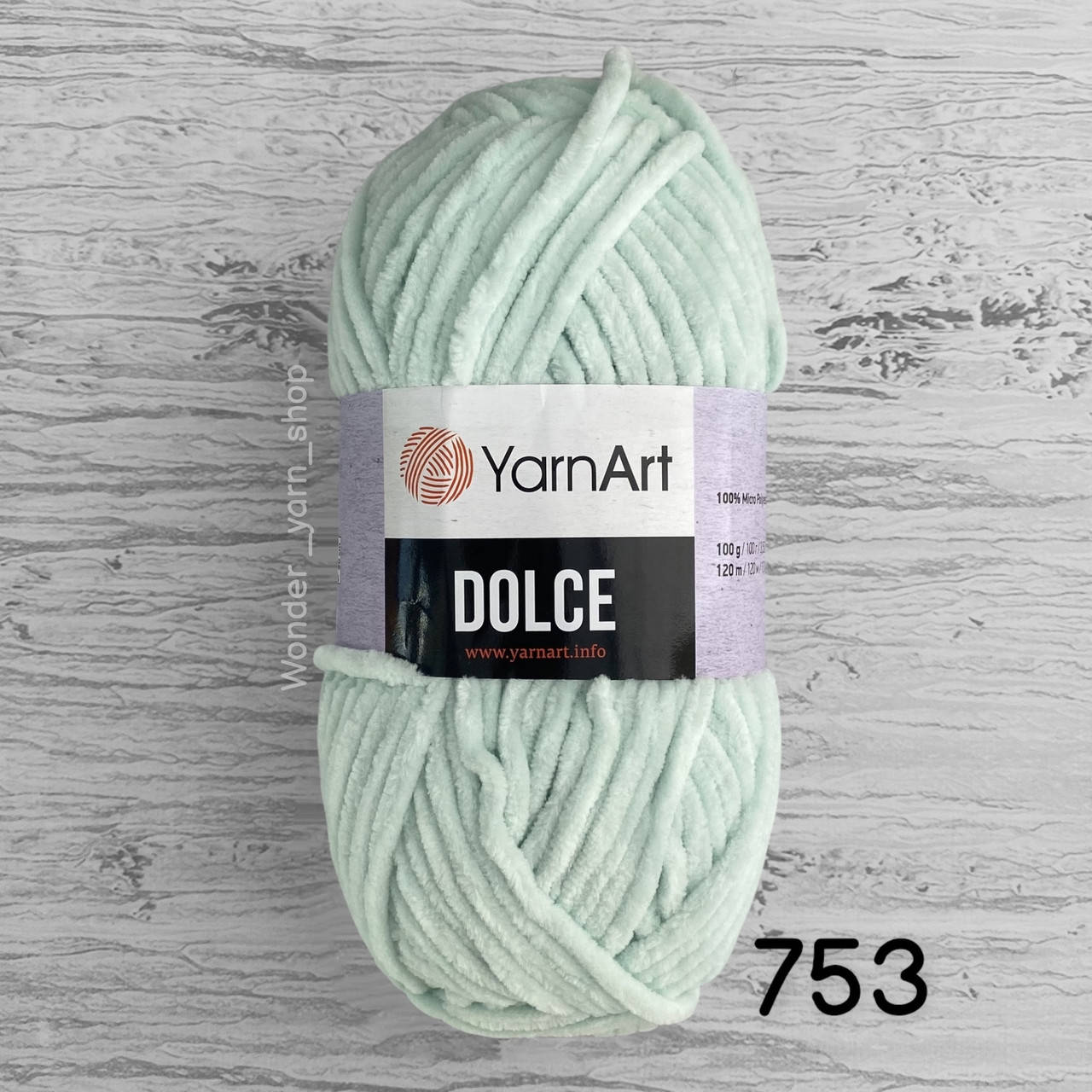 

Плюшевая пряжа YarnArt Dolce (ЯрнАрт Дольче) 753, мятный