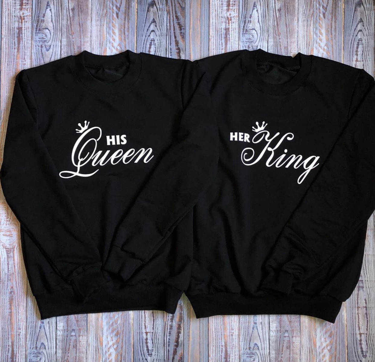 

Парные Свитшоты для парня и девушки! 100% Cotton ! His queen \ Her King