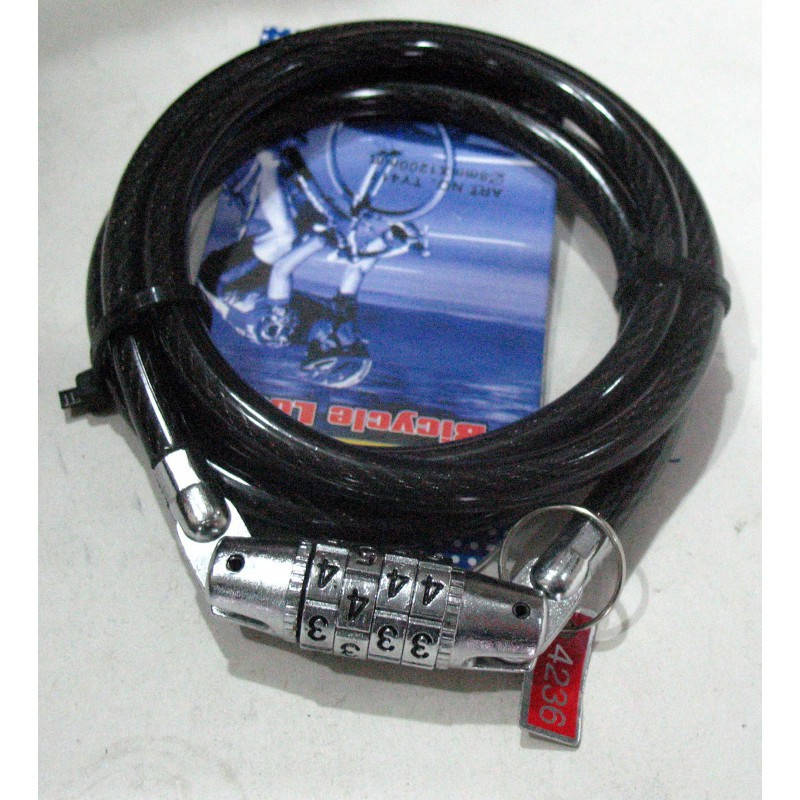 

Замок велосипедный противоугонный кодовый (размер ф8*1200 мм, модель 417, Тайвань)