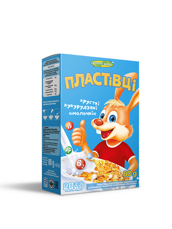

Пластівці кукурудзяні глазуровані цукровою глазур’ю з молоком «Молочні» 80 г