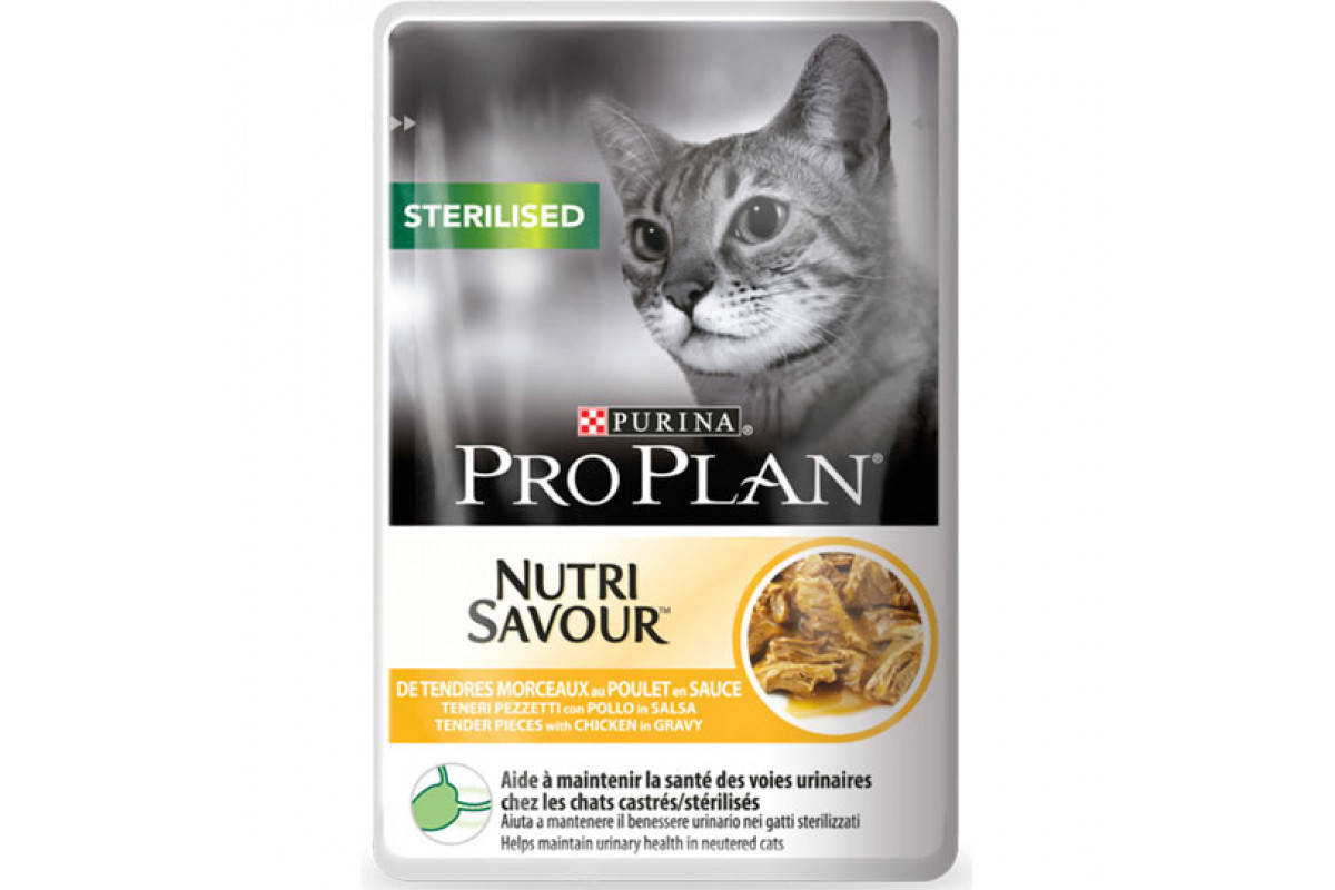 

Влажный корм для кошек Purina Pro Plan Cat Nutrisavour Sterilised с курицей, 85 г.