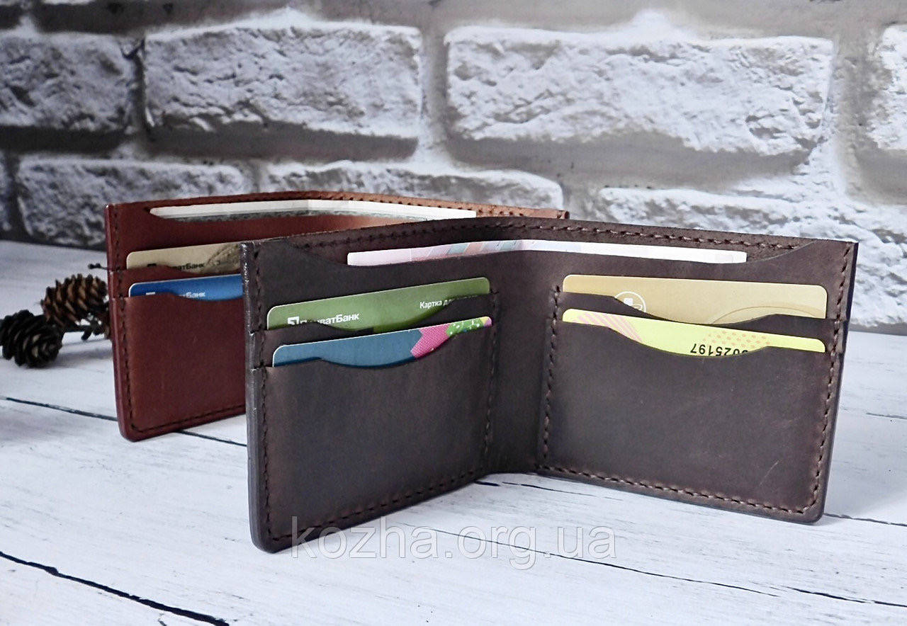 

Кожаный мужской кошелёк с именной гравировкой. Кожаный мужской бумажник ручной работы.Подарок мужчине., Черный