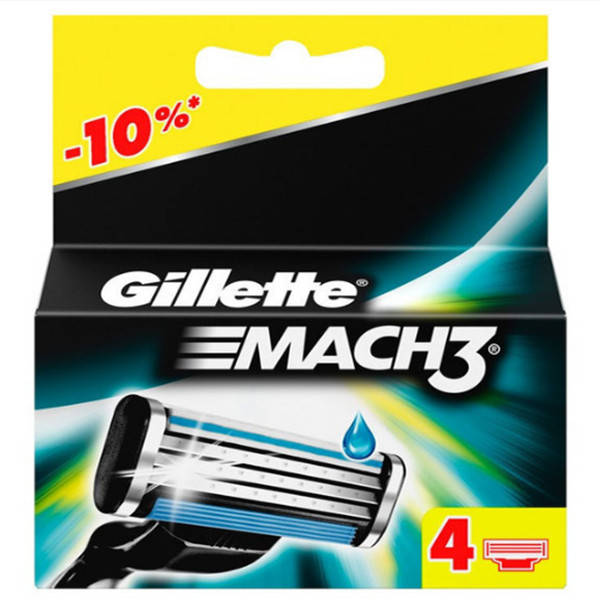 

Gillette Mach3 4 шт. в упаковке сменные кассеты для бритья