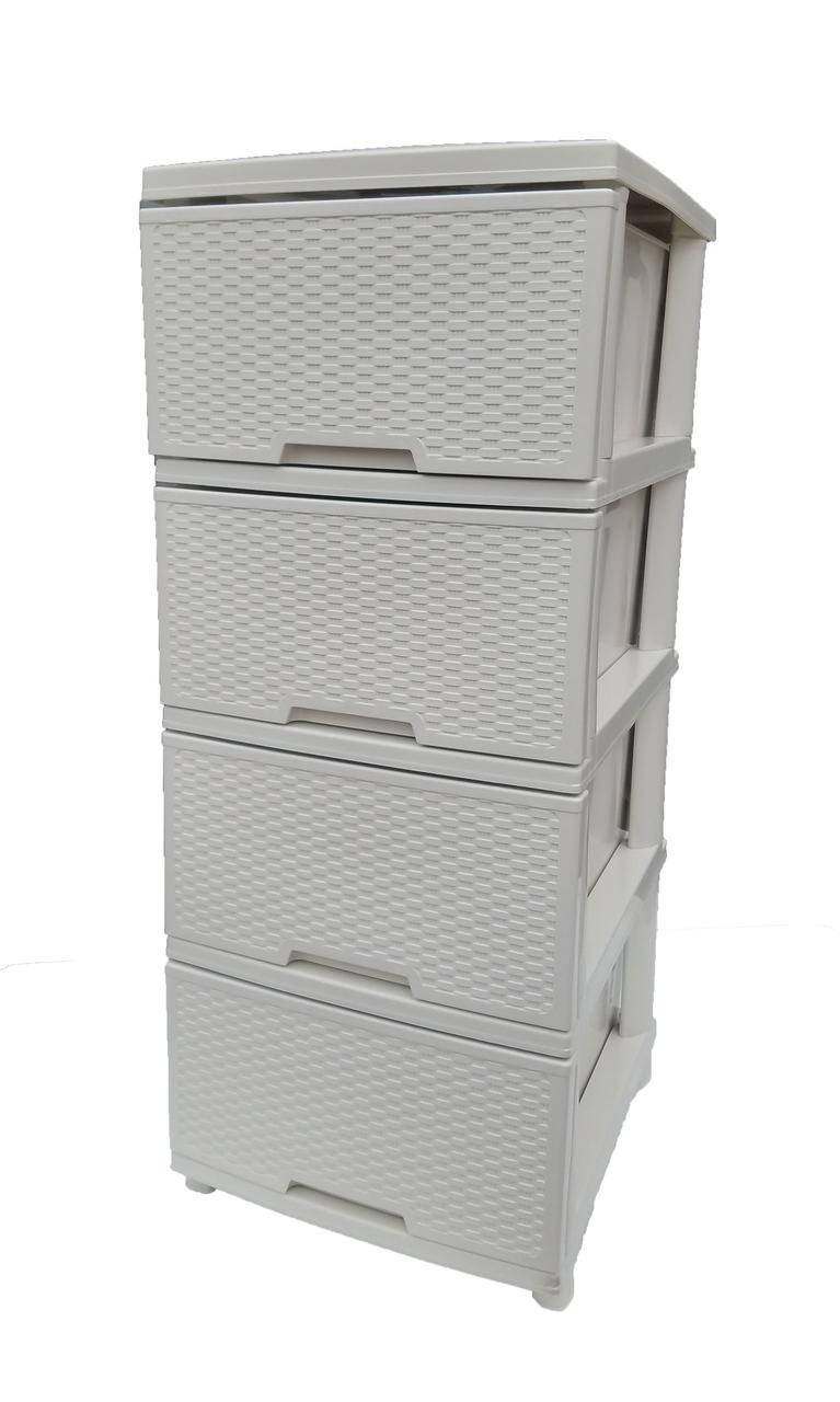 

Комод Ротанг (плетёнка) Белая Роза 4 ящика "Алеана" + Видео