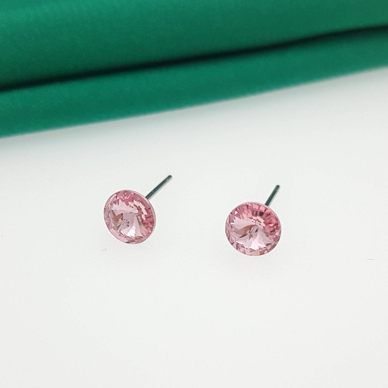 

Серьги гвоздики, "Розовый Swarovski", Xuping, медсплав